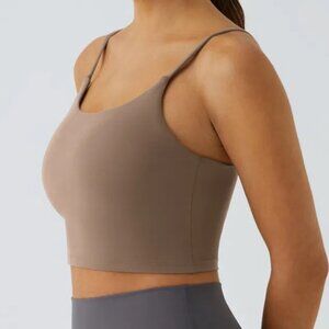 Cropped Workout Tank - Tan